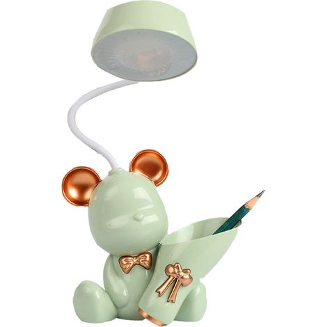 Ortviai Lampe de Bureau avec Porte-Stylos, Charge USB, LED Anti-Lumière Bleue, Design Coloré Vert – K24 (1/5)