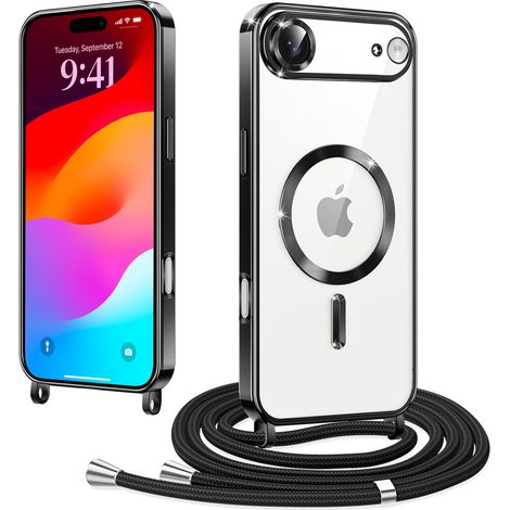 Custodia per iPhone Air, Electro MagSafe, nera + cordino (1/5)