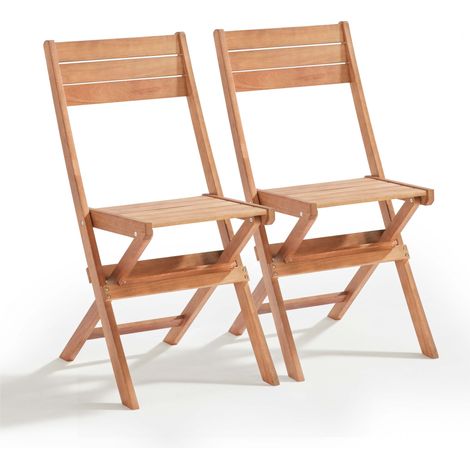 Lot de 2 chaises pliantes en bois d'eucalyptus (1/5)