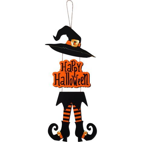 Halloween-Dekorationen an einer rustikalen Holztür – Halloween-Wanddekoration – Dekoration für drinnen und draußen (orange) (1/5)