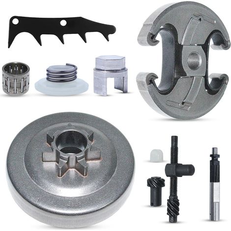 325" 7T Kit de tambour d'embrayage de tronçonneuse pour Husqvarna 345 445 340 450 avec pompe à huile engrenage à vis sans fin roulement à aiguilles extracteur d'embrayage pièces de rechange (1/5)