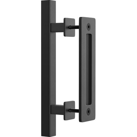 Poignée de porte de grange coulissante de 300 mm avec poignée de doigt encastrée, grande poignée rustique rectangulaire et poignée de porte de grange encastrée, carrée (1/5)