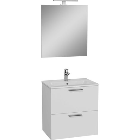 Vitra – Meuble de salle de bain suspendu avec vasque en céramique – 2 tiroirs – Dimensions 57,5 x 37,8 x 59,6 cm – Finition blanche brillante — vue 4