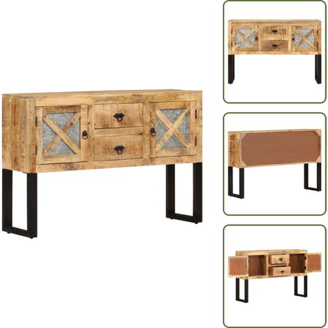 Armadio con cassetti - vidaXL Credenza 110x30x74 cm in Legno di Mango Grezzo - Credenza con ante
