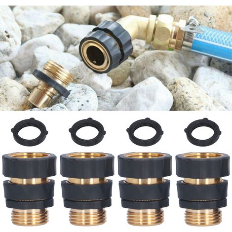 Ensemble de 4 Connecteurs Rapides Universels pour Tuyau d'Arrosage en Jardin, Adaptateurs et Raccords en Laiton - KZQ (1/5)