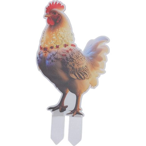Panneau de cour de poulet de Noël avec piquet en acrylique résistant à l'eau, coq double face, décoration extérieure pour pelouse, jardin, patio, arrière-cour 13 x 25,3 cm/5,12 x 9,96 pouces (1/5)