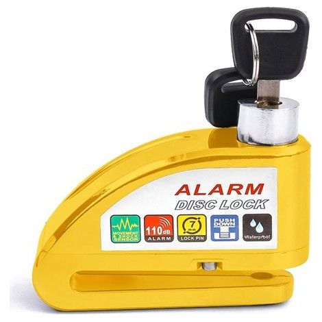Antifurto blocco disco Allarme 110dB Tourtecs Moto antifurto giallo