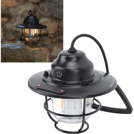 Vintage LED-Campinglaterne in Tannenzapfenform mit wiederaufladbarem USB-C-Akku, wasserdicht, 1200 mAh, 2,0 W, Schwarz (1/5)