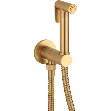 Hydrobrush-Set zur Toilettenreinigung mit Absperrbrause, Farbe: gebürstetes Gold Pollini Acqua Desing D79174123OS Gebürstetes Gold