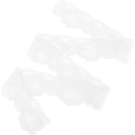 Weißes Spitzenband, 5 cm breit, mit Blumenmuster, 10 Meter, für Haarschmuck, Bastelarbeiten und Geschenkverpackungen (1/5)