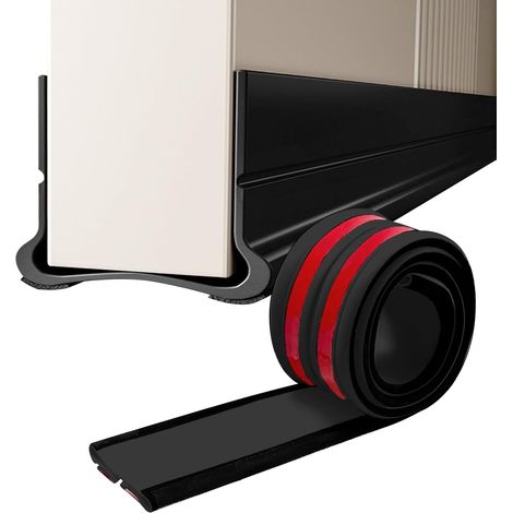 93 cm Silicone Door Bottom Adhesive Door Bottom Seal Anti Noise and Air Current Sound Insulation and Thermal Insulation for Interior Doors, Anti Dust and Insect Barrier (Black) (1/5)