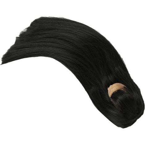 Perruque Noire Longue pour Poupée BJD 16cm, Frange Droite et Coiffure Modifiable (1/5)