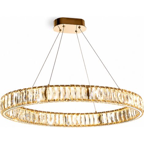 LUSSOCRAFT Design Kristall-Kronleuchter – Metall, LED integriert, 41W, 3 Lichtfarben dimmbar, 82.2×44.5×14.5 cm, für Treppenhaus & Eingangsbereich