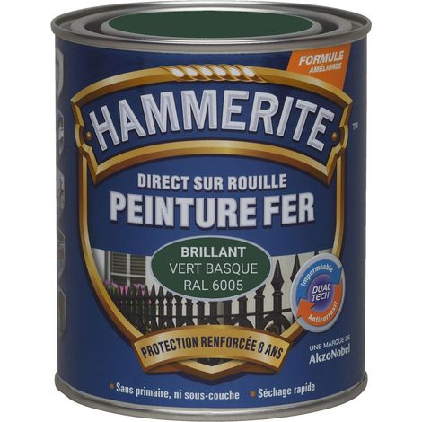 Peinture Direct Sur Rouille Laqué - Vert Basque RAL 6005 - 2,5 L - Hammerite