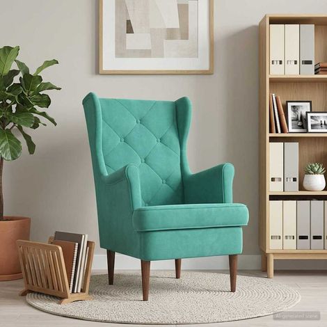 vidaXL Fauteuil Turquoise Velours (1/5)