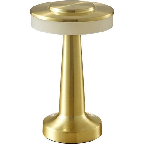 A set of two wireless desk lamps, made of gold-plated steel, 21 cm tall, with a three-color dimming switch. (1/5)