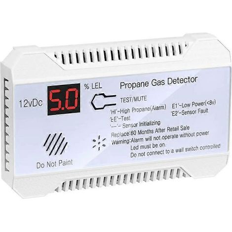 Détecteur de propane 12 V, capteur de gaz naturel GPL, alarme de fuite, sirène 85 dB pour voiture, camping-car et maison, détecteur de propane numérique (1/5)