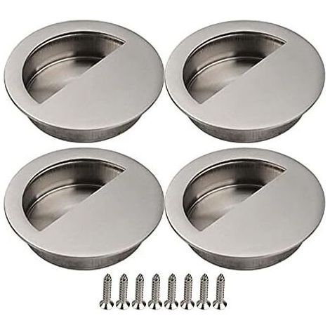 50mm Sliding Door Sliding Door Cupboard Recessed Handle Furniture Handle with Screws Sliding Door Cabinet Silver