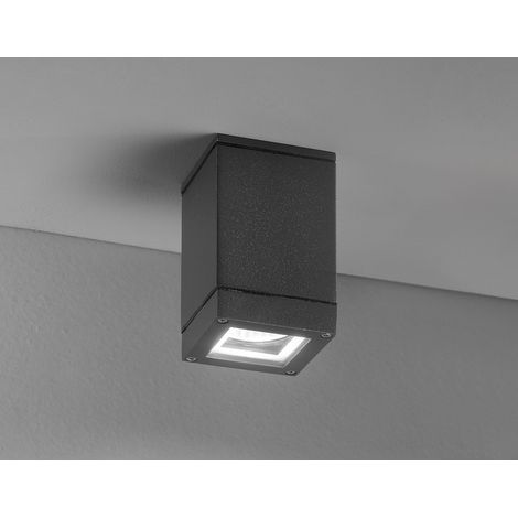 Plafoniera Da Esterno Moderno Pendo Metallo Grigio Vetro 1 Luce Gu10 (1/2)