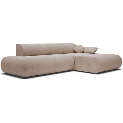 Selsey Armone – Ecksofa mit Schlaffunktion, Chenille, Ottomane rechts, Beige