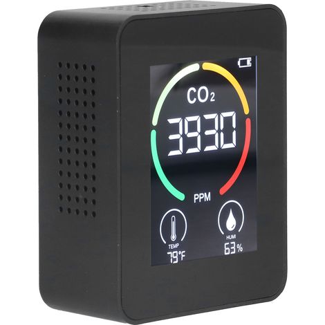 Détecteur de CO2 3-en-1 moniteur qualité d'air écran couleur intelligent portable noir pour maison (1/5)