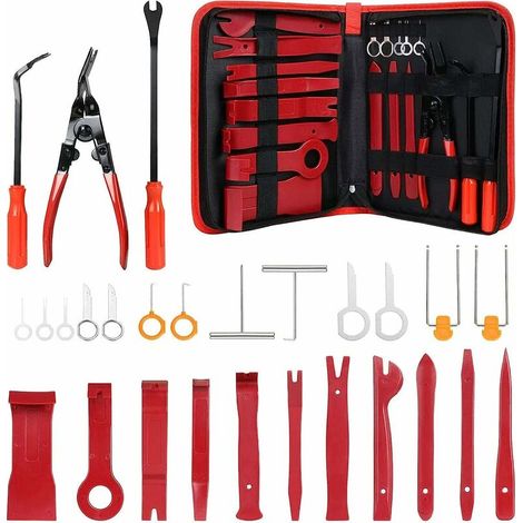 27PCS Outillage Mecanique Auto, Outils pour Garnitures Panneau, Auto Outil de Démontage de Panneau, Autoradio, Accessoires, Porte, Tableau de Bord de Voiture。 (1/5)