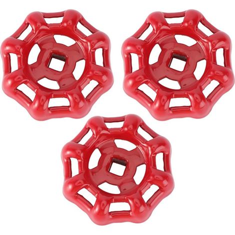 Vanne Volant Fer Vanne à Bille Vanne D'arrêt Robinet Tuyau D'eau Partie Supérieure Poignée 6x6mm (Rouge)-3PCS