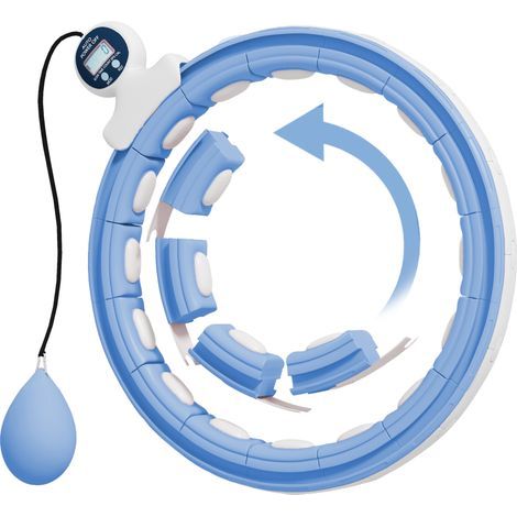 Cerceau de hula-hoop intelligent pour adultes avec compteur de balles lestées, 16 nœuds (76-113 cm), bleu clair (1/5)