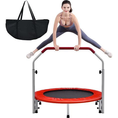 Mini Trampoline Ø101cm pliable avec barre de maintien, jusqu'à 150kg, sac inclus (1/5)
