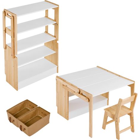 Table d'activités enfant convertible + chaise, bureau pliant 70cm (1/5)
