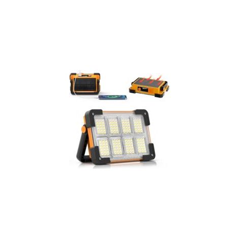 Foco LED portátil recargable – 4 modos de iluminación – Carga USB y solar – Mango ajustable 180° – Luz de trabajo para obras de construcción – Crezuo