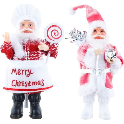Santa Claus Plush Figure - Christmas Tree Ornament - Tabletop Decoration - Window Wall Display - 2 Pack (1/5)