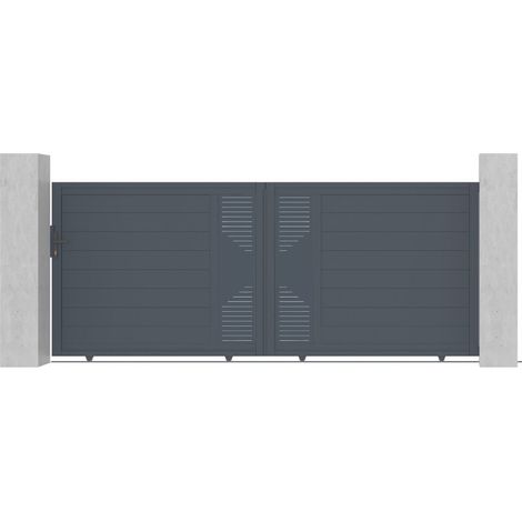 Portail coulissant aluminium 350x142 cm anthracite avec accessoires (1/5)