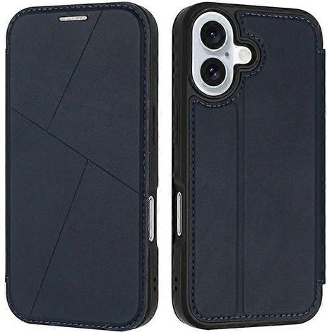 Étui compatible avec l'iPhone 16 : fermeture magnétique, emplacement pour carte, rabat en cuir. (1/5)