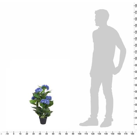Hortensia Artificiel avec Pot Plante Décorative d'Intérieur Fleurs en Tissu Bleu 60 cm (1/3)