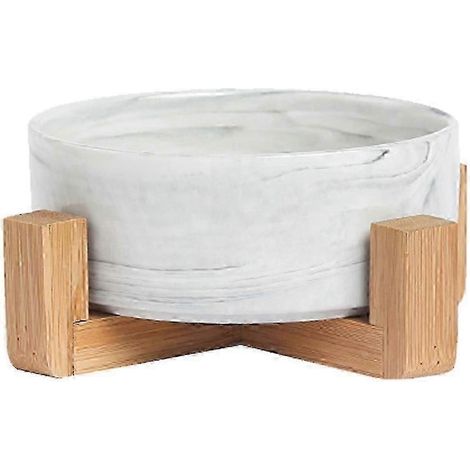 Erhöhter Futter- und Wassernapf aus Keramik für Katzen und Hunde mit rutschfestem Holzrahmen – Yvan-Stim 13cm-single bowl type wood rack (1/5)