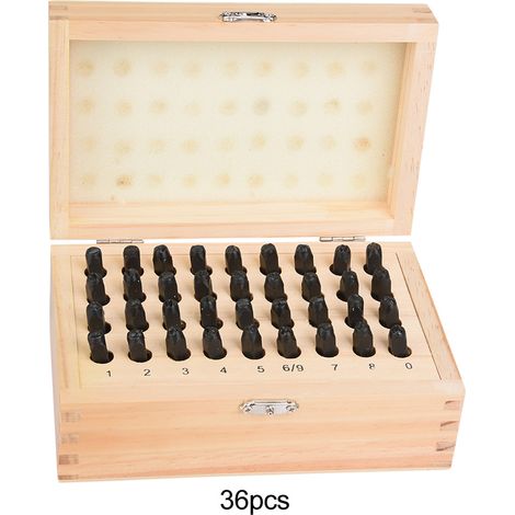 Ensemble de 36 Poinçons en Acier 5mm Lettres et Chiffres avec Coffret en Bois (1/5)