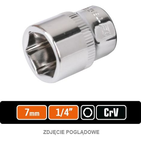 Llave de vaso 1/4" hexagonal 7 mm / teger (1/2)