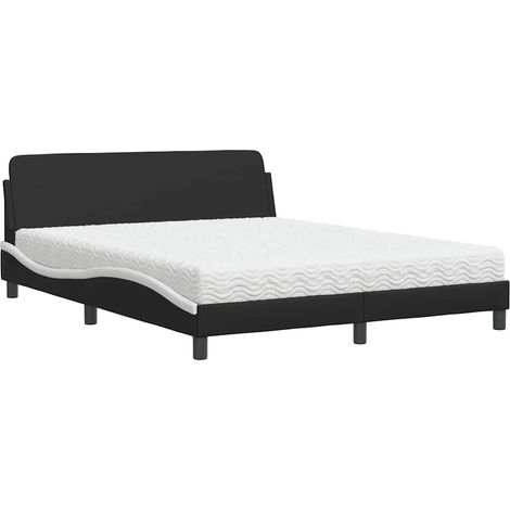 Maison Exclusive - Lit avec matelas Dover noir et blanc 160x200 cm similicuir (1/5)
