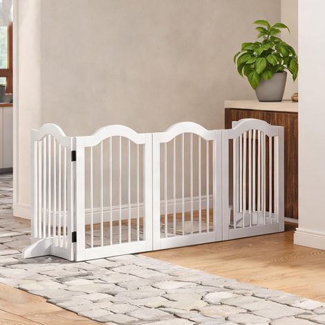 Barrière de sécurité pliable pour chien 5 panneaux en bois (1/5)