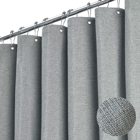 1 rideau de douche en lin, rideau de douche décoratif imperméable pour salle de bain, 150180 cm, gris (1/5)