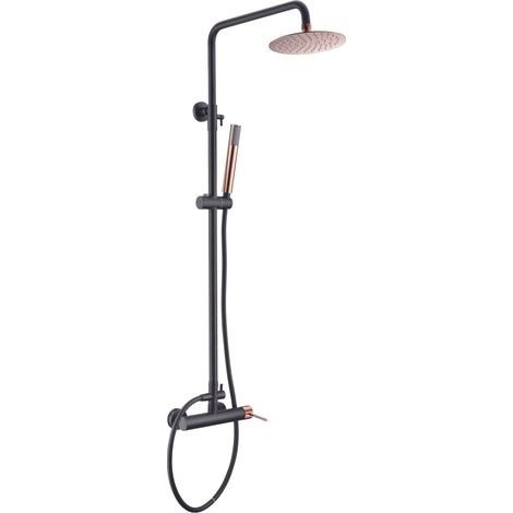 IMEX BDYS045/NOR MILOS STICK Conjunto de Ducha Monomando Negro Oro Rosa - ref: BDYS045/NOR (1/3)