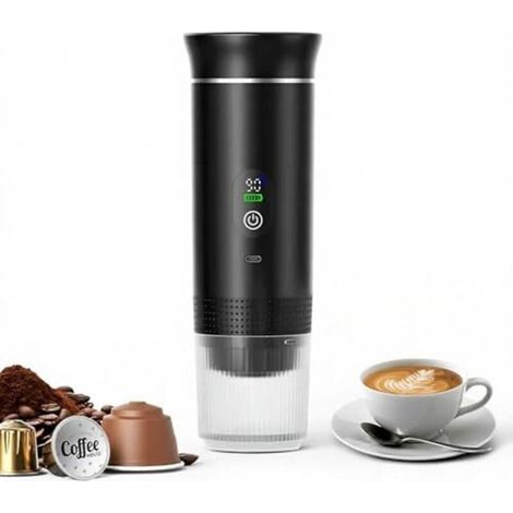 Machine à café expresso portable à chauffe rapide USB-C Machine à café portable automatique 3 en 1, très facile à utiliser Idéale pour les voyages, le bureau et le camping (PRO 80 ml LED)