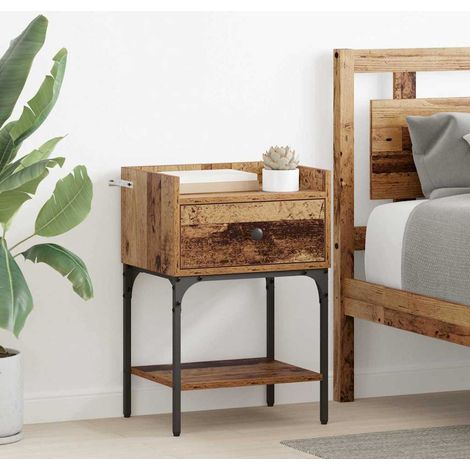 Bedside Table 2 pcs Old Wood 40 x 29 x 60 cm Engineered Wood vidaXL (1/5)