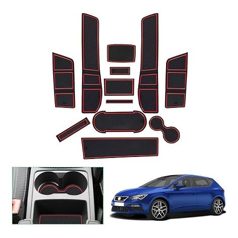 Non-Slip Rubber Mats Centre Console Cup Holder Door Seam (Red) (1/5)