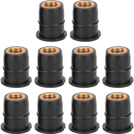 10 pièces bien écrou M6x0.8mm caoutchouc captif laiton pour moto ATV pare-brise corps (1/5)
