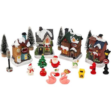 Leuchtendes Miniatur-Weihnachtshaus mit LED-Beleuchtung, Sammlerstück aus Kunstharz