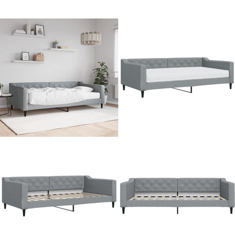 Tagesbett mit Matratze Hellgrau 100x200 cm Stoff - Tagesbett - Schlafsofa - Gästebett - Sofa Bett Kombination - Doppelbett - Home & Living (1/5)