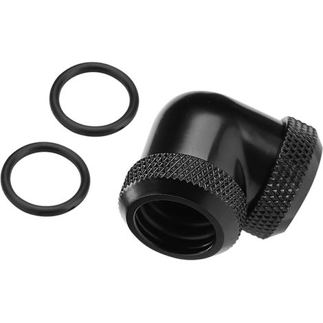 Coude à 90 degrés pour tuyau rigide de refroidissement liquide, 14mm OD, noir, raccord double pour DIY (1/5)