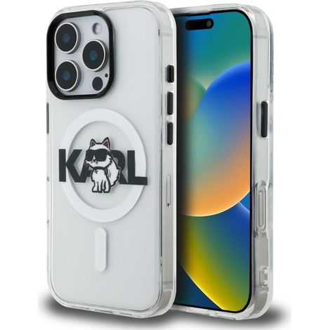 Funda transparente Karl Lagerfeld IML Choupette Sketch Logo MagSafe para iPhone 16 Pro (1/5)